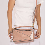 Loewe Suede Pink Bicolor Small Puzzle Bag