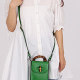 Gucci Green Bamboo Turnlock Vertical Top Handle 3 Way Bag