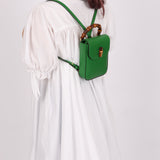 Gucci Green Bamboo Turnlock Vertical Top Handle 3 Way Bag
