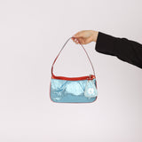 Fendi Blue Zucchino Metallic Embossed Coated Canvas Pochette