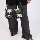 Fendi Denim Floral Appliqué Baguette Bag