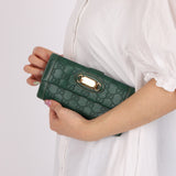 Gucci Green Leather Guccissima Long Wallet