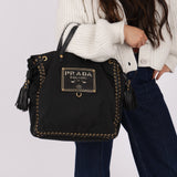 Prada Nylon Stencil Cutout Tote Bag