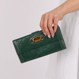 Gucci Green Leather Guccissima Long Wallet