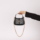 Limited Edition Gucci Lizard Mesh Crystal GG Monogram Mini Jackie 1961 Bag
