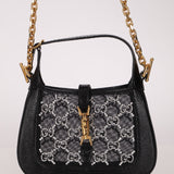 Limited Edition Gucci Lizard Mesh Crystal GG Monogram Mini Jackie 1961 Bag