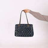 Chanel 2015 Patent Goatskin Medium Navy CC Eyelet Tote