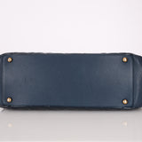 Chanel 2015 Patent Goatskin Medium Navy CC Eyelet Tote