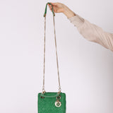 Dior 2018 Emerald Lambskin Cannage Mini Lady w Strap