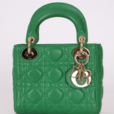 Dior 2018 Emerald Lambskin Cannage Mini Lady w Strap