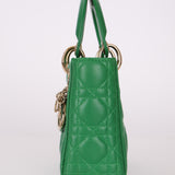 Dior 2018 Emerald Lambskin Cannage Mini Lady w Strap