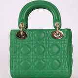 Dior 2018 Emerald Lambskin Cannage Mini Lady w Strap