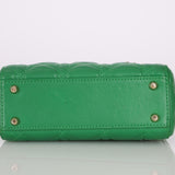 Dior 2018 Emerald Lambskin Cannage Mini Lady w Strap