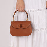 Gucci Chestnut Brown Bamboo Tunlock Top Handle with Strap