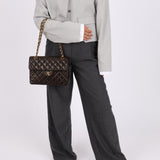 Chanel 1989 Lambskin Square Turnlock Brown Flap