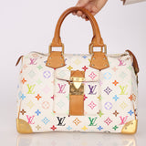 Limited Edition Louis Vuitton x Takashi Murakami Multicolor Monogram Blanc Speedy 30