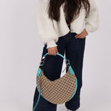 Gucci Monogram Canvas Half Moon Whipstitch Hobo