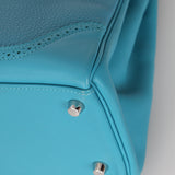 Limited Edition Hermès 2015 Turquoise Togo & Swift Ghillies Kelly 32 PHW