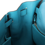 Limited Edition Hermès 2015 Turquoise Togo & Swift Ghillies Kelly 32 PHW