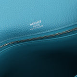 Limited Edition Hermès 2015 Turquoise Togo & Swift Ghillies Kelly 32 PHW