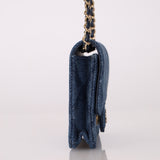 Chanel 2022 Denim Shadow Quilted Cardholder Chain Belt Bag