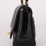 Rare Chanel 2008 Caviar Mini Square Flap 24K GP