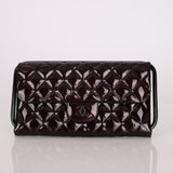 Ultra-Rare Runway Chanel 2014 Chocolate Patent Metal Handle Clutch