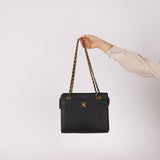 Vintage Chanel 1997 24K GP Caviar Chain Zip Mini Tote
