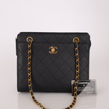 Vintage Chanel 1997 24K GP Caviar Chain Zip Mini Tote