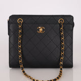 Vintage Chanel 1997 24K GP Caviar Chain Zip Mini Tote