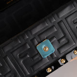 Fendi Zucca Calfskin Leather & Patent Trunk Mini Baguette