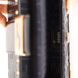 Fendi Zucca Calfskin Leather & Patent Trunk Mini Baguette