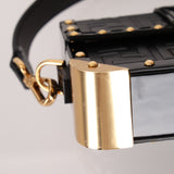 Fendi Zucca Calfskin Leather & Patent Trunk Mini Baguette