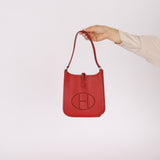 Rare Hermès 2005 Rouge Casaque Epsom Evelyne Short Strap TPM PHW