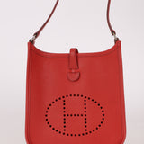 Rare Hermès 2005 Rouge Casaque Epsom Evelyne Short Strap TPM PHW
