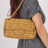 Chanel 2011 Raffia Tweed Single Flap Bag