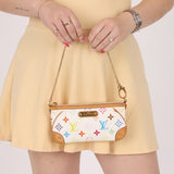 Limited Edition Louis Vuitton x Takashi Murakami Monogram Multicolor Blanc Milla Pochette MM
