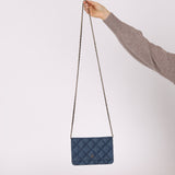 Chanel 2022 Denim Shadow Quilted Wallet on Chain