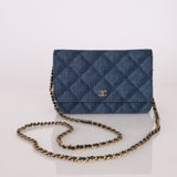 Chanel 2022 Denim Shadow Quilted Wallet on Chain