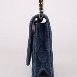 Chanel 2022 Denim Shadow Quilted Wallet on Chain