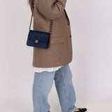 Chanel 1986 Midnight Satin Square Mini Flap