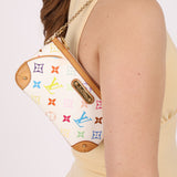 Limited Edition Louis Vuitton x Takashi Murakami Monogram Multicolor Blanc Milla Pochette MM