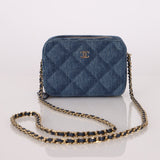 Chanel 2022 Denim Shadow Quilted Mini Camera Bag