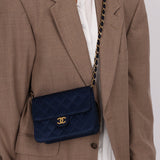 Chanel 1986 Midnight Satin Square Mini Flap