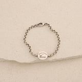 Gucci Sterling Silver Logo Round Plate Bracelet