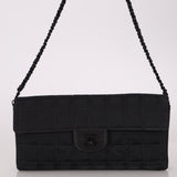 Chanel 2002 Nylon So Black Chocolate Bar East West Flap Bag