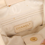 Chanel 2003 Soft Calfskin Ivory Whipstitch Wood Top Handle Mini Tote
