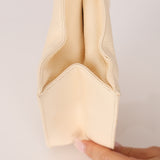 Chanel 2003 Soft Calfskin Ivory Whipstitch Wood Top Handle Mini Tote