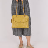 Rare Chanel 1997 Chartreuse Caviar Turnlock Zip Tote 24K GP