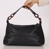 Chanel 2002 Caviar Acrylic Wood Chain Shoulder Bag